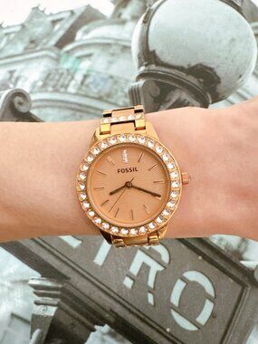 Fossil ES3020 Jesse Rose Three-Hand Day-Date Gold-Tone Stainless Steel Watch